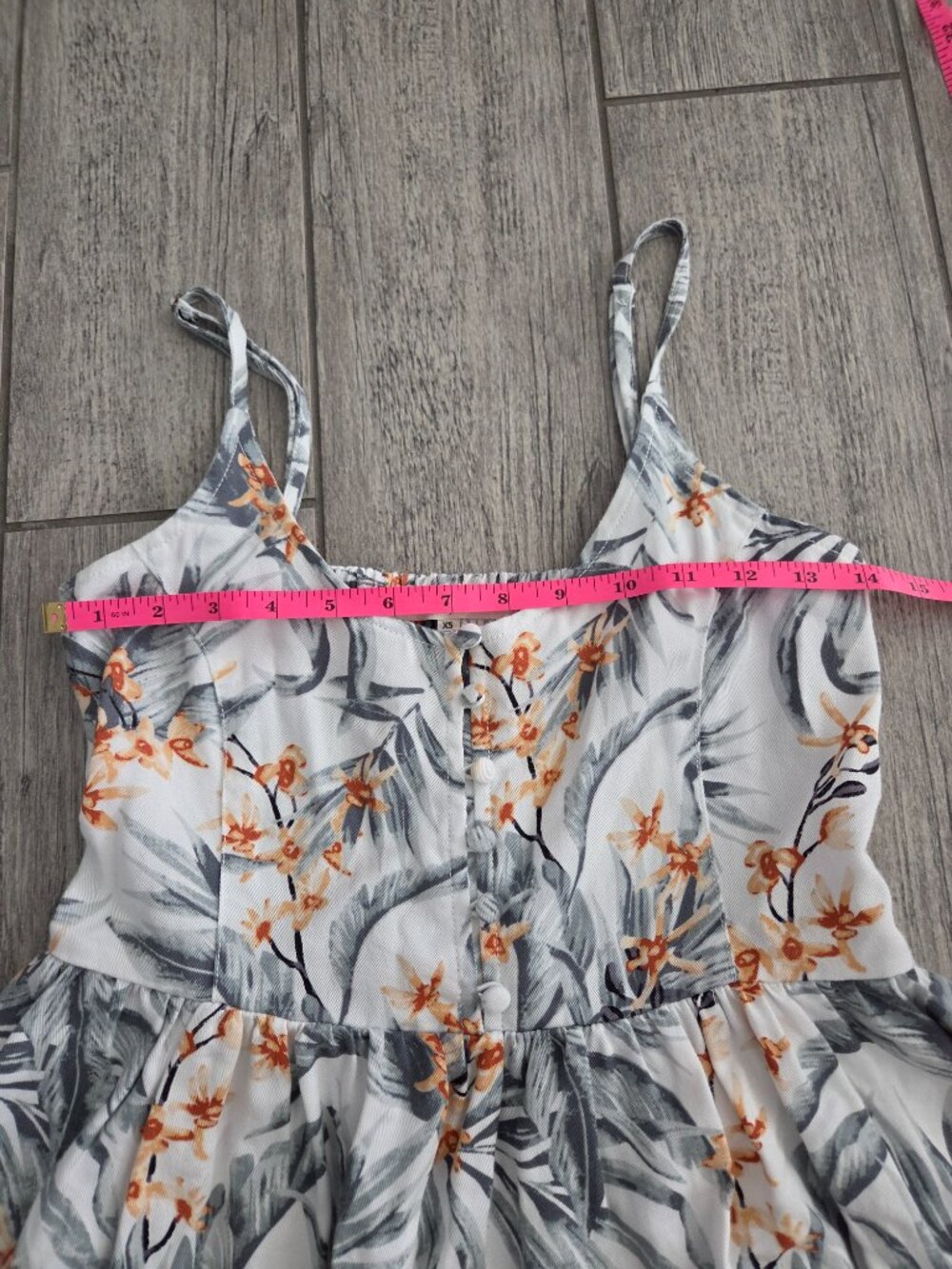 Rip Curl Diamond Bay Tropical Mini Sundress White Gray Orange Women's Size XS - Picture 9 of 14